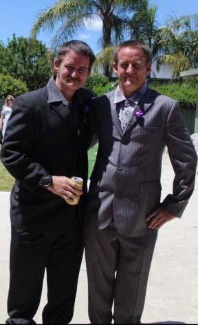 Clinton and his twin brother, Shaun Austin, at Shaun's wedding. Clinton is on the left and Shaun is on the right.